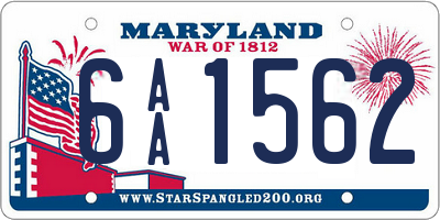 MD license plate 6AA1562