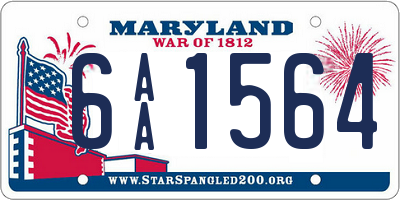 MD license plate 6AA1564