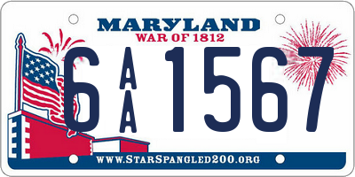 MD license plate 6AA1567