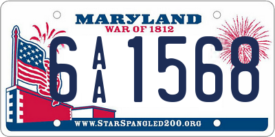 MD license plate 6AA1568