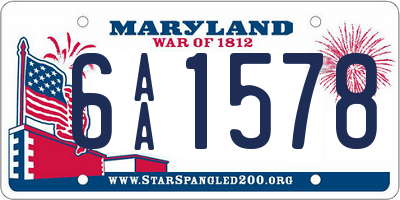 MD license plate 6AA1578