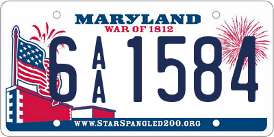 MD license plate 6AA1584