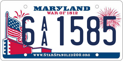 MD license plate 6AA1585