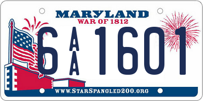 MD license plate 6AA1601