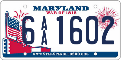 MD license plate 6AA1602