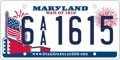 MD license plate 6AA1615