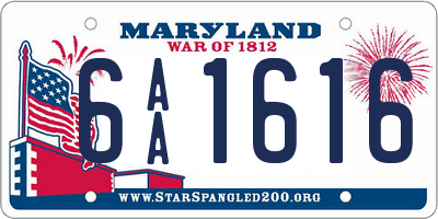 MD license plate 6AA1616