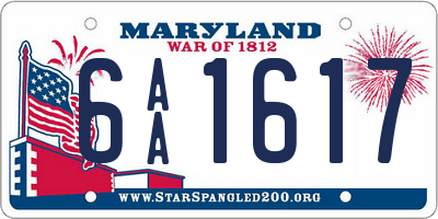 MD license plate 6AA1617