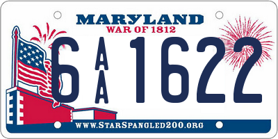 MD license plate 6AA1622
