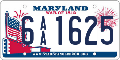 MD license plate 6AA1625