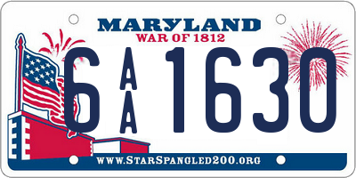 MD license plate 6AA1630