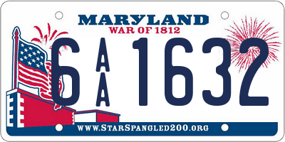 MD license plate 6AA1632