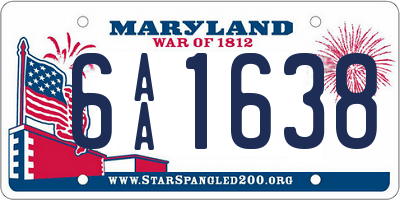 MD license plate 6AA1638