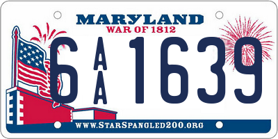 MD license plate 6AA1639