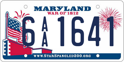 MD license plate 6AA1641