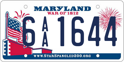 MD license plate 6AA1644