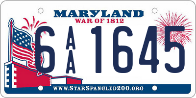 MD license plate 6AA1645