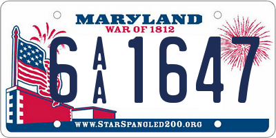 MD license plate 6AA1647