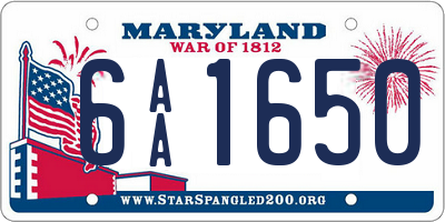 MD license plate 6AA1650