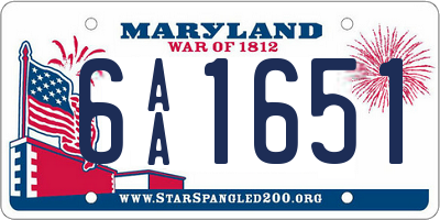 MD license plate 6AA1651