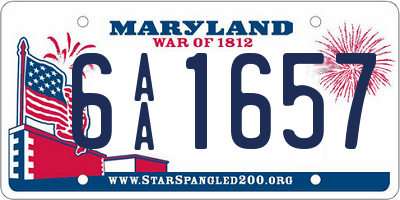 MD license plate 6AA1657