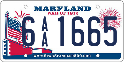 MD license plate 6AA1665