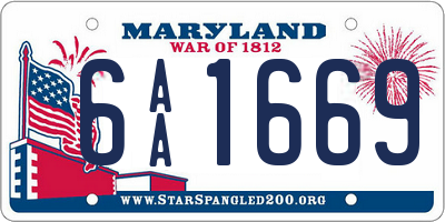 MD license plate 6AA1669