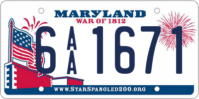 MD license plate 6AA1671