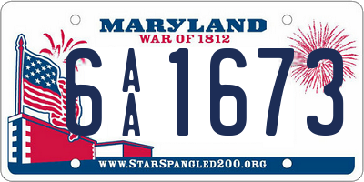 MD license plate 6AA1673