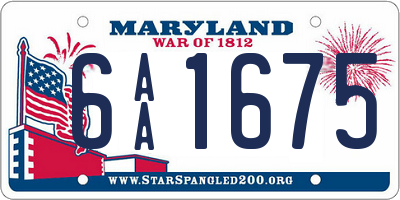 MD license plate 6AA1675