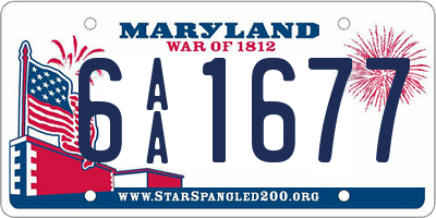 MD license plate 6AA1677