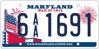 MD license plate 6AA1691