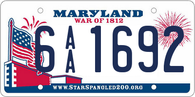 MD license plate 6AA1692