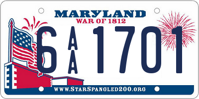 MD license plate 6AA1701