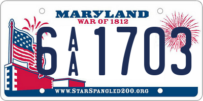 MD license plate 6AA1703