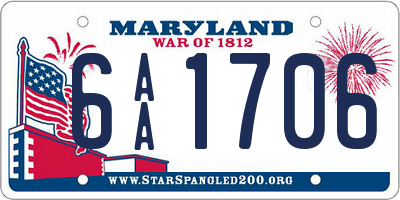 MD license plate 6AA1706