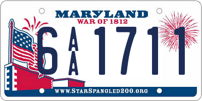 MD license plate 6AA1711