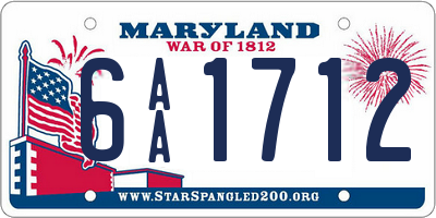 MD license plate 6AA1712