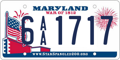 MD license plate 6AA1717