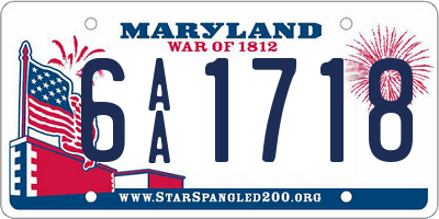 MD license plate 6AA1718