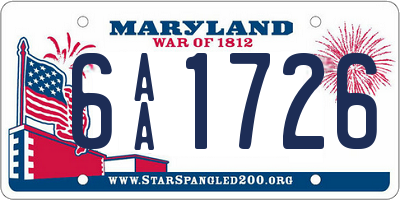 MD license plate 6AA1726