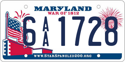 MD license plate 6AA1728