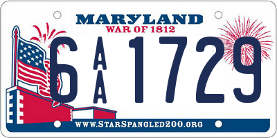 MD license plate 6AA1729