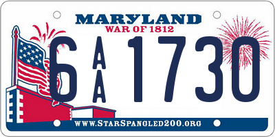 MD license plate 6AA1730