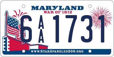 MD license plate 6AA1731