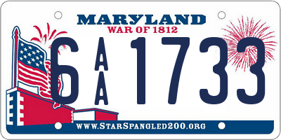 MD license plate 6AA1733