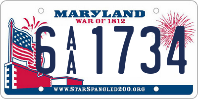 MD license plate 6AA1734