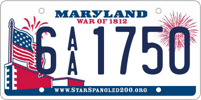 MD license plate 6AA1750