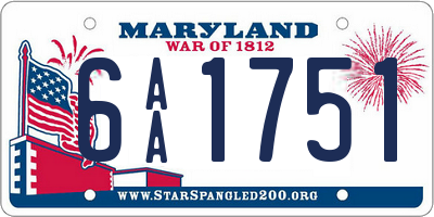 MD license plate 6AA1751