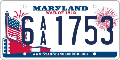 MD license plate 6AA1753